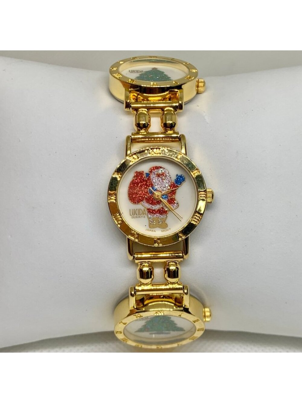 Lucida gold tone women’s watch 22mm case quartz analog Japan movt 7” running